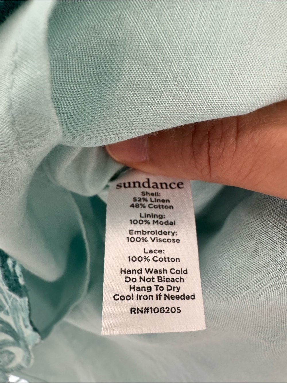 NWT Sundance Crochet Lace Puff Sleeve Linen Cotton Blouse Top Blue Size M - Picture 9 of 12